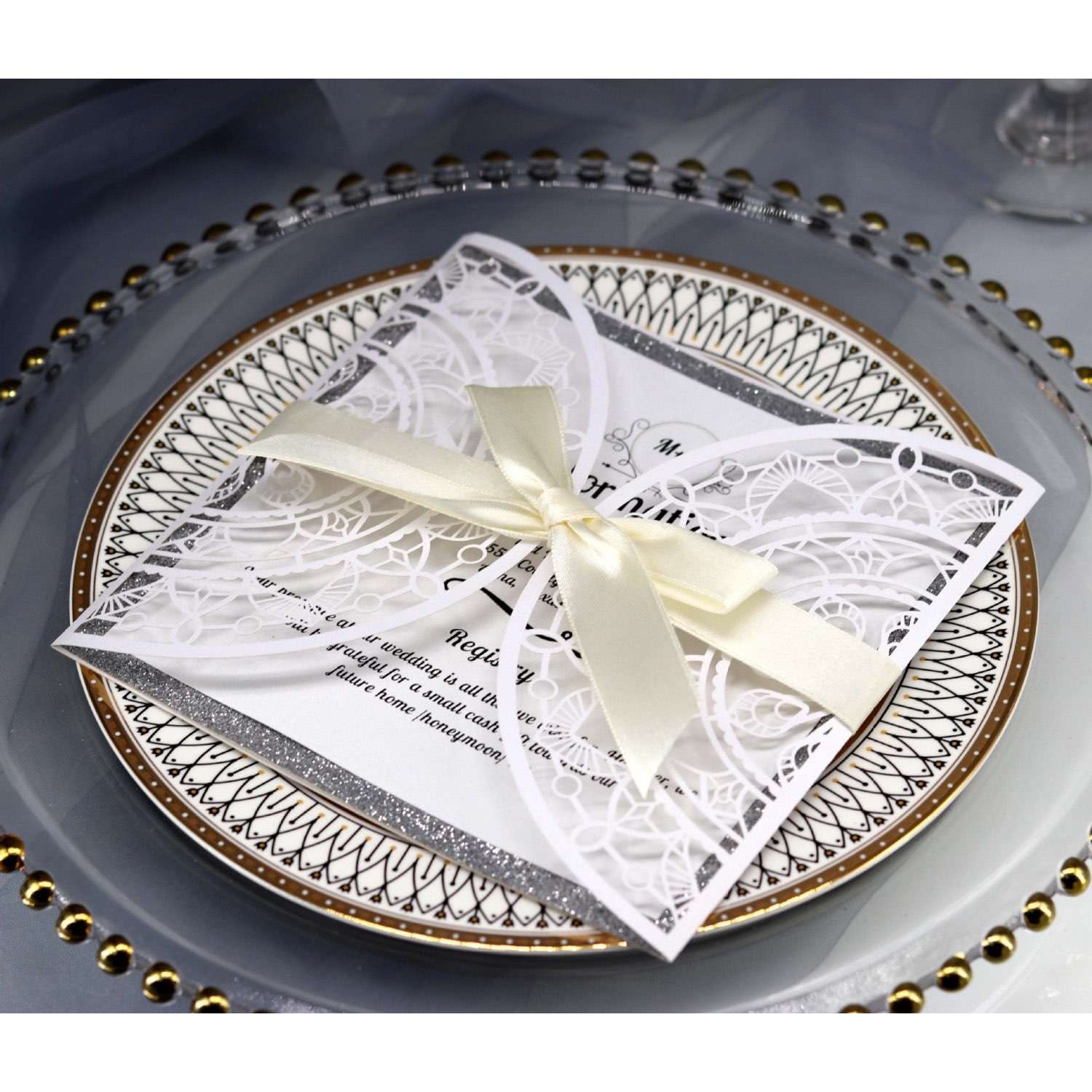 Elegant Wedding Invitation Marriage Invitation Card Laser Cut Glitter Greeting Card